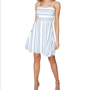 Lost + Wander Blue Striped Mini Dress NWT
